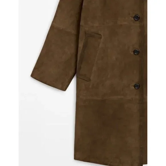 Massimo Dutti Suede Leather Trench Coat